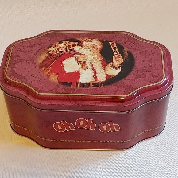 Oh Henry! Chocolate Bar Christmas Santa With Toy Sack Tin Red "Oh Oh Oh" - Picture 1 of 11